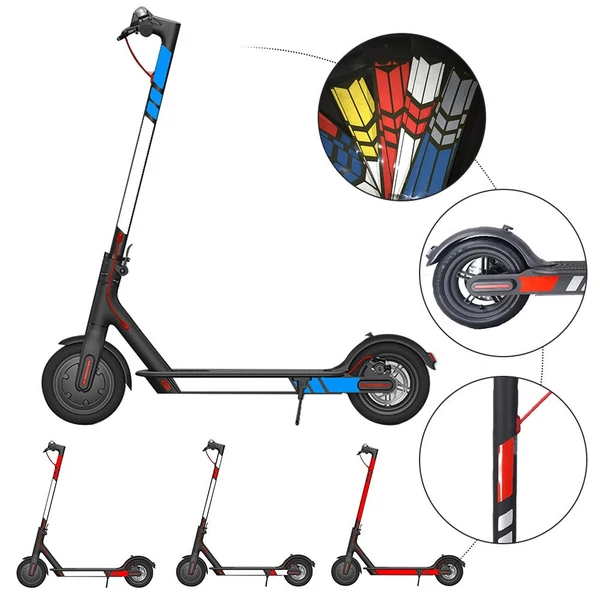 Ezüst - Kék - Piros - Matrica szett - Xiaomi elektromos rollerhez - Kiegészítő